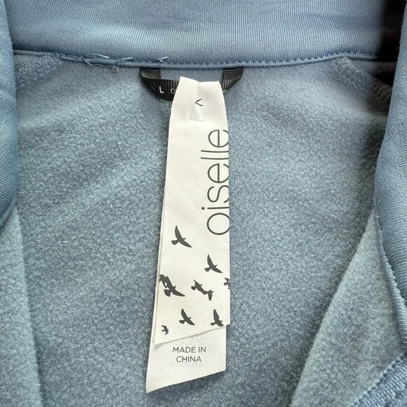 OISELLE Blue Full Zip Jacket Reflective Silver Neck and Sleeves. Size Women's L - Picture 4 of 10